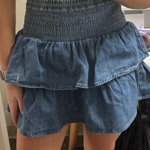 Brand new aerie ruffle denim mini skirt